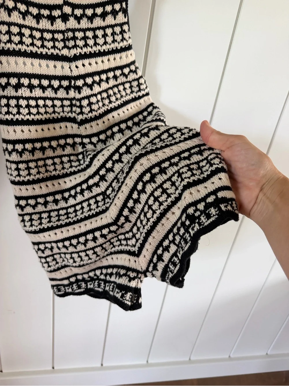 Zara Black and Cream Striped Knit Romper Dress